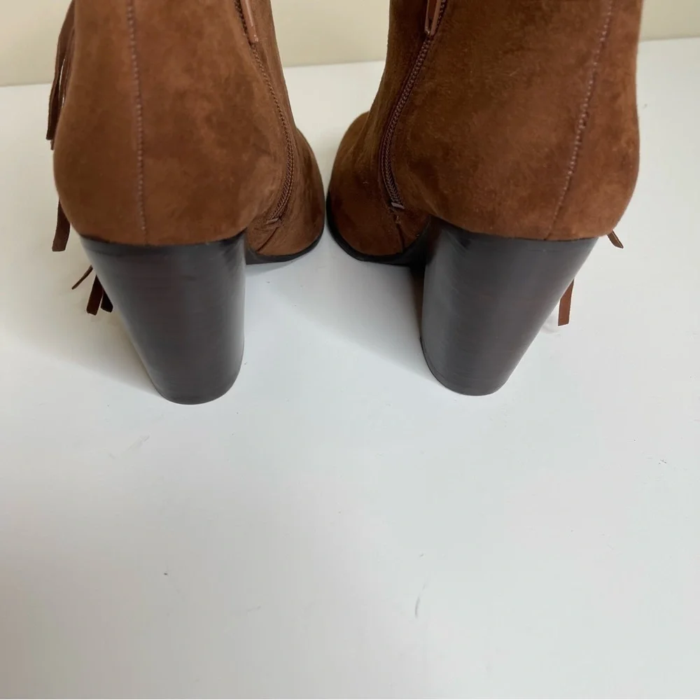 Carlos Santana Tempe Brown Suede Fringe Booties
